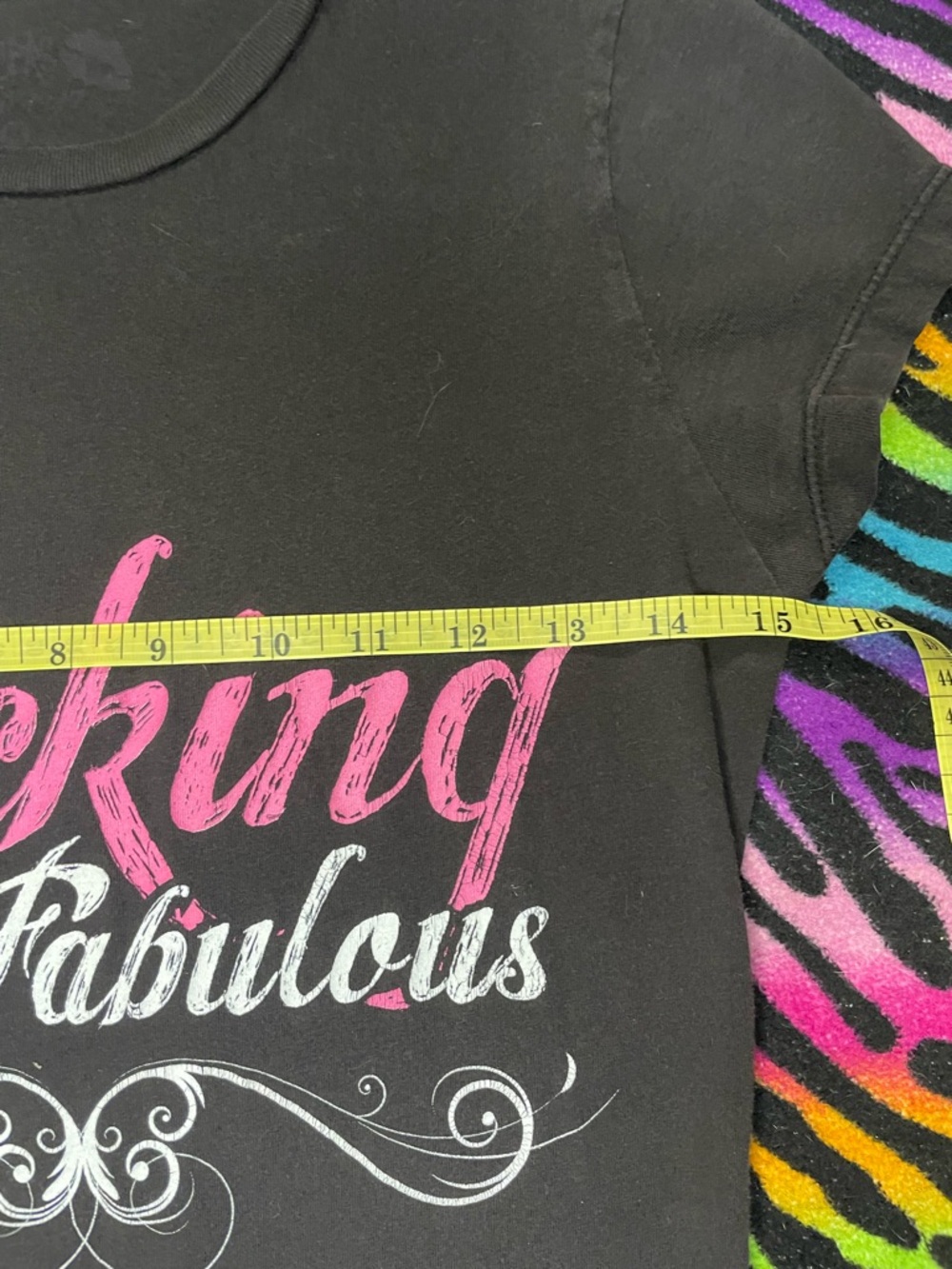 Y2k grunge goth rare 2000s Hustler Hollywood "Fucking Fabulous" Black Baby Tee - Picture 2 of 3